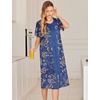 image:imageEkouaer Robes For Women Zipper Bathrobe Short Sleeve Duster With Pockets  Zipper Front House Coat Lightweight Sleepwear Plus Size Loungewear Ladies Nightgown for Mother Postoperative Gown SleepAleaf Print