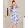 image:imageEkouaer Robes For Women Zipper Bathrobe Short Sleeve Duster With Pockets  Zipper Front House Coat Lightweight Sleepwear Plus Size Loungewear Ladies Nightgown for Mother Postoperative Gown SleepPurple Watercolor Flowers