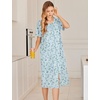 image:imageEkouaer Robes For Women Zipper Bathrobe Short Sleeve Duster With Pockets  Zipper Front House Coat Lightweight Sleepwear Plus Size Loungewear Ladies Nightgown for Mother Postoperative Gown SleepBlue Floral
