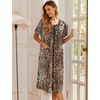 image:imageEkouaer Robes For Women Zipper Bathrobe Short Sleeve Duster With Pockets  Zipper Front House Coat Lightweight Sleepwear Plus Size Loungewear Ladies Nightgown for Mother Postoperative Gown SleepBrown Leopard Print
