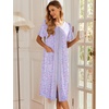 image:imageEkouaer Robes For Women Zipper Bathrobe Short Sleeve Duster With Pockets  Zipper Front House Coat Lightweight Sleepwear Plus Size Loungewear Ladies Nightgown for Mother Postoperative Gown SleepPat12