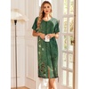 image:imageEkouaer Robes For Women Zipper Bathrobe Short Sleeve Duster With Pockets  Zipper Front House Coat Lightweight Sleepwear Plus Size Loungewear Ladies Nightgown for Mother Postoperative Gown SleepGreen Ethnic Style