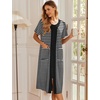 image:imageEkouaer Robes For Women Zipper Bathrobe Short Sleeve Duster With Pockets  Zipper Front House Coat Lightweight Sleepwear Plus Size Loungewear Ladies Nightgown for Mother Postoperative Gown SleepBlack