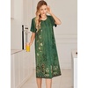 image:imageEkouaer Robes For Women Zipper Bathrobe Short Sleeve Duster With Pockets  Zipper Front House Coat Lightweight Sleepwear Plus Size Loungewear Ladies Nightgown for Mother Postoperative Gown SleepGreen Ethnic Style