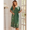 image:imageEkouaer Robes For Women Zipper Bathrobe Short Sleeve Duster With Pockets  Zipper Front House Coat Lightweight Sleepwear Plus Size Loungewear Ladies Nightgown for Mother Postoperative Gown SleepGreen Ethnic Style