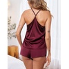 image:imageEkouaer Silky Women Pajamas Set Satin Cami Top amp Shorts Lingerie Pjs  2 Piece Silk Nightwear Soft Camisole Sleepwear for Home Daily Wear Wedding Party Date NightsBurgundy