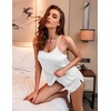 image:imageEkouaer Silky Women Pajamas Set Satin Cami Top amp Shorts Lingerie Pjs  2 Piece Silk Nightwear Soft Camisole Sleepwear for Home Daily Wear Wedding Party Date NightsWhite