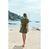 image:imageEkouaer Women Cover Up Casual Swimsuit Coverup Tie Beach Cover Up Dress  V Neck Bathing Suit Cover Up Short Sleeve Drawstring at WaistArmy Green