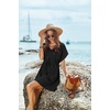 image:imageEkouaer Women Cover Up Casual Swimsuit Coverup Tie Beach Cover Up Dress  V Neck Bathing Suit Cover Up Short Sleeve Drawstring at WaistBlack