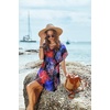 image:imageEkouaer Women Cover Up Casual Swimsuit Coverup Tie Beach Cover Up Dress  V Neck Bathing Suit Cover Up Short Sleeve Drawstring at WaistBlack Red Leaf