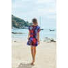 image:imageEkouaer Women Cover Up Casual Swimsuit Coverup Tie Beach Cover Up Dress  V Neck Bathing Suit Cover Up Short Sleeve Drawstring at WaistBlack Red Leaf