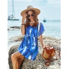 image:imageEkouaer Women Cover Up Casual Swimsuit Coverup Tie Beach Cover Up Dress  V Neck Bathing Suit Cover Up Short Sleeve Drawstring at WaistBlue Brush