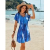 image:imageEkouaer Women Cover Up Casual Swimsuit Coverup Tie Beach Cover Up Dress  V Neck Bathing Suit Cover Up Short Sleeve Drawstring at WaistBlue Brush
