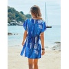 image:imageEkouaer Women Cover Up Casual Swimsuit Coverup Tie Beach Cover Up Dress  V Neck Bathing Suit Cover Up Short Sleeve Drawstring at WaistBlue Brush