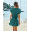 image:imageEkouaer Women Cover Up Casual Swimsuit Coverup Tie Beach Cover Up Dress  V Neck Bathing Suit Cover Up Short Sleeve Drawstring at WaistBlue Green