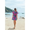 image:imageEkouaer Women Cover Up Casual Swimsuit Coverup Tie Beach Cover Up Dress  V Neck Bathing Suit Cover Up Short Sleeve Drawstring at WaistBlue Rose Leaf