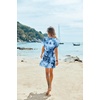 image:imageEkouaer Women Cover Up Casual Swimsuit Coverup Tie Beach Cover Up Dress  V Neck Bathing Suit Cover Up Short Sleeve Drawstring at WaistBlue Tie Dye
