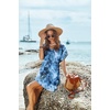 image:imageEkouaer Women Cover Up Casual Swimsuit Coverup Tie Beach Cover Up Dress  V Neck Bathing Suit Cover Up Short Sleeve Drawstring at WaistBlue Tie Dye