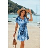 image:imageEkouaer Women Cover Up Casual Swimsuit Coverup Tie Beach Cover Up Dress  V Neck Bathing Suit Cover Up Short Sleeve Drawstring at WaistBlue Tie Dye