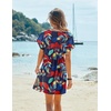 image:imageEkouaer Women Cover Up Casual Swimsuit Coverup Tie Beach Cover Up Dress  V Neck Bathing Suit Cover Up Short Sleeve Drawstring at WaistColorful Leaf