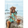 image:imageEkouaer Women Cover Up Casual Swimsuit Coverup Tie Beach Cover Up Dress  V Neck Bathing Suit Cover Up Short Sleeve Drawstring at WaistGreen Black Leaf