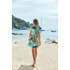 image:imageEkouaer Women Cover Up Casual Swimsuit Coverup Tie Beach Cover Up Dress  V Neck Bathing Suit Cover Up Short Sleeve Drawstring at WaistGreen Black Leaf