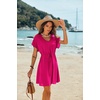 image:imageEkouaer Women Cover Up Casual Swimsuit Coverup Tie Beach Cover Up Dress  V Neck Bathing Suit Cover Up Short Sleeve Drawstring at WaistHot Pink