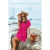 image:imageEkouaer Women Cover Up Casual Swimsuit Coverup Tie Beach Cover Up Dress  V Neck Bathing Suit Cover Up Short Sleeve Drawstring at WaistHot Pink