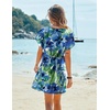 image:imageEkouaer Women Cover Up Casual Swimsuit Coverup Tie Beach Cover Up Dress  V Neck Bathing Suit Cover Up Short Sleeve Drawstring at WaistIndigo Ink Bloom