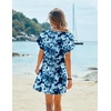 image:imageEkouaer Women Cover Up Casual Swimsuit Coverup Tie Beach Cover Up Dress  V Neck Bathing Suit Cover Up Short Sleeve Drawstring at WaistIndigo Tiedye