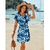 image:imageEkouaer Women Cover Up Casual Swimsuit Coverup Tie Beach Cover Up Dress  V Neck Bathing Suit Cover Up Short Sleeve Drawstring at WaistIndigo Tiedye