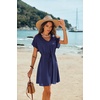 image:imageEkouaer Women Cover Up Casual Swimsuit Coverup Tie Beach Cover Up Dress  V Neck Bathing Suit Cover Up Short Sleeve Drawstring at WaistNavy Blue