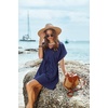 image:imageEkouaer Women Cover Up Casual Swimsuit Coverup Tie Beach Cover Up Dress  V Neck Bathing Suit Cover Up Short Sleeve Drawstring at WaistNavy Blue