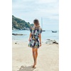 image:imageEkouaer Women Cover Up Casual Swimsuit Coverup Tie Beach Cover Up Dress  V Neck Bathing Suit Cover Up Short Sleeve Drawstring at WaistNavy White Leaf