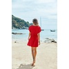 image:imageEkouaer Women Cover Up Casual Swimsuit Coverup Tie Beach Cover Up Dress  V Neck Bathing Suit Cover Up Short Sleeve Drawstring at WaistRed