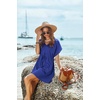 image:imageEkouaer Women Cover Up Casual Swimsuit Coverup Tie Beach Cover Up Dress  V Neck Bathing Suit Cover Up Short Sleeve Drawstring at WaistSapphire Blue