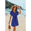 image:imageEkouaer Women Cover Up Casual Swimsuit Coverup Tie Beach Cover Up Dress  V Neck Bathing Suit Cover Up Short Sleeve Drawstring at WaistSapphire Blue