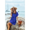 image:imageEkouaer Women Cover Up Casual Swimsuit Coverup Tie Beach Cover Up Dress  V Neck Bathing Suit Cover Up Short Sleeve Drawstring at WaistSnorkel Blue