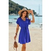 image:imageEkouaer Women Cover Up Casual Swimsuit Coverup Tie Beach Cover Up Dress  V Neck Bathing Suit Cover Up Short Sleeve Drawstring at WaistSnorkel Blue