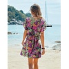 image:imageEkouaer Women Cover Up Casual Swimsuit Coverup Tie Beach Cover Up Dress  V Neck Bathing Suit Cover Up Short Sleeve Drawstring at WaistTropical Leaf