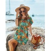 image:imageEkouaer Women Cover Up Casual Swimsuit Coverup Tie Beach Cover Up Dress  V Neck Bathing Suit Cover Up Short Sleeve Drawstring at WaistTropical Print
