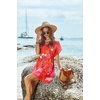 image:imageEkouaer Women Cover Up Casual Swimsuit Coverup Tie Beach Cover Up Dress  V Neck Bathing Suit Cover Up Short Sleeve Drawstring at WaistTropical Sunset Tie Dye