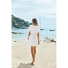 image:imageEkouaer Women Cover Up Casual Swimsuit Coverup Tie Beach Cover Up Dress  V Neck Bathing Suit Cover Up Short Sleeve Drawstring at WaistWhite