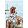 image:imageEkouaer Women Cover Up Casual Swimsuit Coverup Tie Beach Cover Up Dress  V Neck Bathing Suit Cover Up Short Sleeve Drawstring at WaistWhite Pink Floral