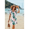image:imageEkouaer Women Cover Up Casual Swimsuit Coverup Tie Beach Cover Up Dress  V Neck Bathing Suit Cover Up Short Sleeve Drawstring at WaistWhite Pink Floral