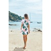 image:imageEkouaer Women Cover Up Casual Swimsuit Coverup Tie Beach Cover Up Dress  V Neck Bathing Suit Cover Up Short Sleeve Drawstring at WaistWhite Pink Floral