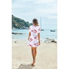 image:imageEkouaer Women Cover Up Casual Swimsuit Coverup Tie Beach Cover Up Dress  V Neck Bathing Suit Cover Up Short Sleeve Drawstring at WaistWhite Small Floral