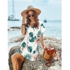 image:imageEkouaer Women Cover Up Casual Swimsuit Coverup Tie Beach Cover Up Dress  V Neck Bathing Suit Cover Up Short Sleeve Drawstring at WaistWhite Tropical Floral