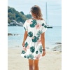 image:imageEkouaer Women Cover Up Casual Swimsuit Coverup Tie Beach Cover Up Dress  V Neck Bathing Suit Cover Up Short Sleeve Drawstring at WaistWhite Tropical Floral
