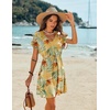 image:imageEkouaer Women Cover Up Casual Swimsuit Coverup Tie Beach Cover Up Dress  V Neck Bathing Suit Cover Up Short Sleeve Drawstring at WaistYellow Print